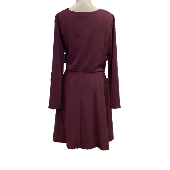 Marina (Nordstrom) NWT eggplant purple faux wrap dress size large - Picture 2 of 5